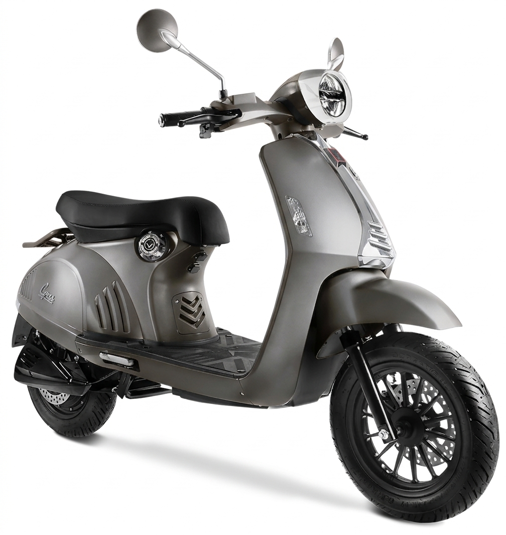 Motor listrik Volta Cyrus warna abu-abu, foto dealer resmi Volta
